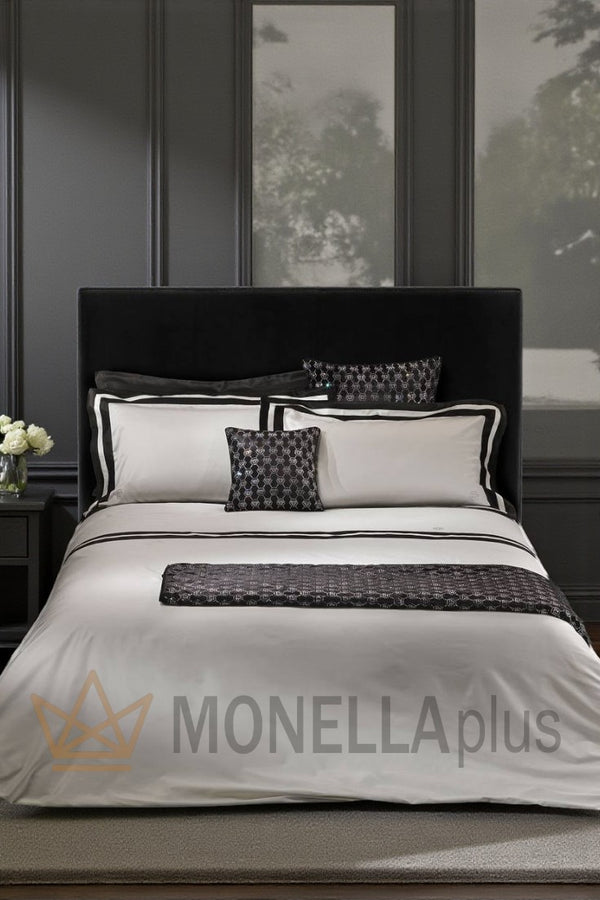 طقم غطاء لحاف DIAMOND DOUBL عاجي/أسود سترس Philipp Plein