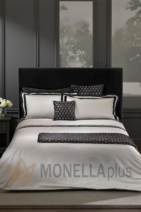 Komplettes Bettwäsche-Set DIAMOND DOUBL IVORY/BLAck STRASS Philipp Plein