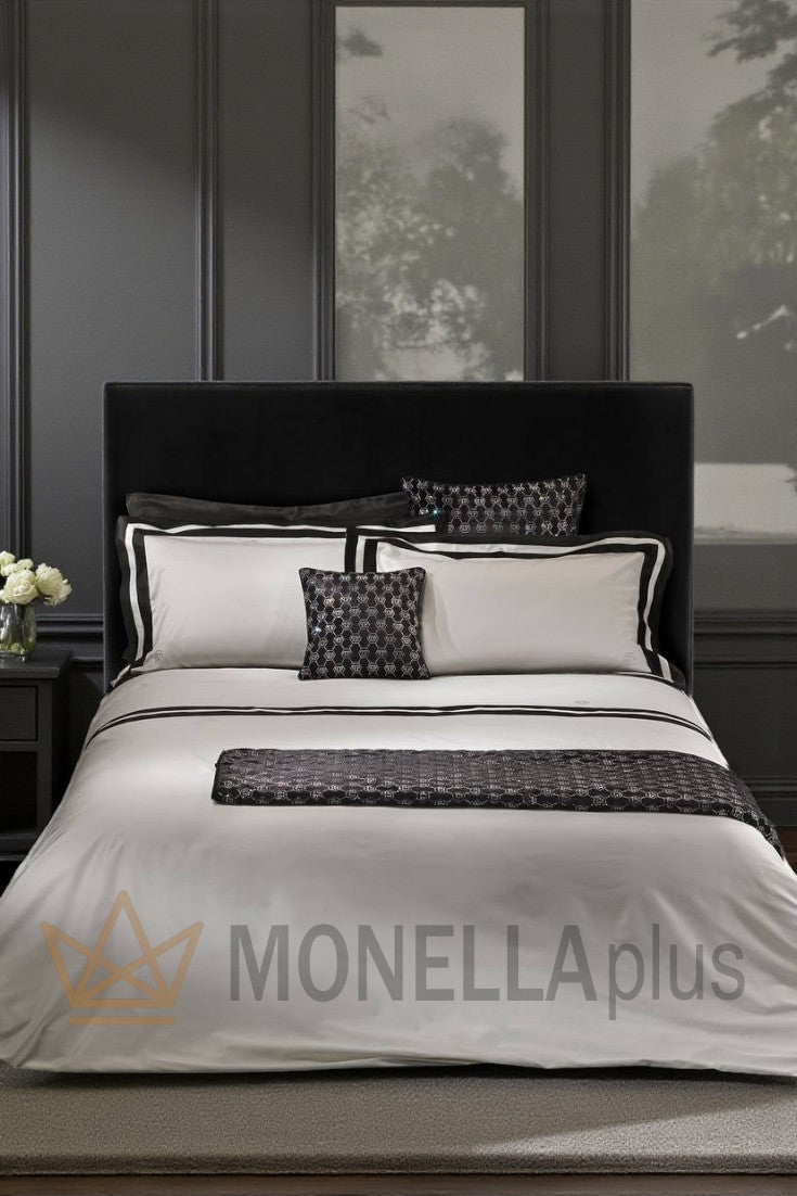 Σετ Κουβερλί DIAMOND ΔΙΠΛΟ ΕΚΡΟΥ/ΜΑΥΡΟ STRASS Philipp Plein