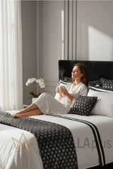 Completo Lenzuola DIAMOND DOUBL IVORY/ΜΑΥΡΟ STRASS Philipp Plein