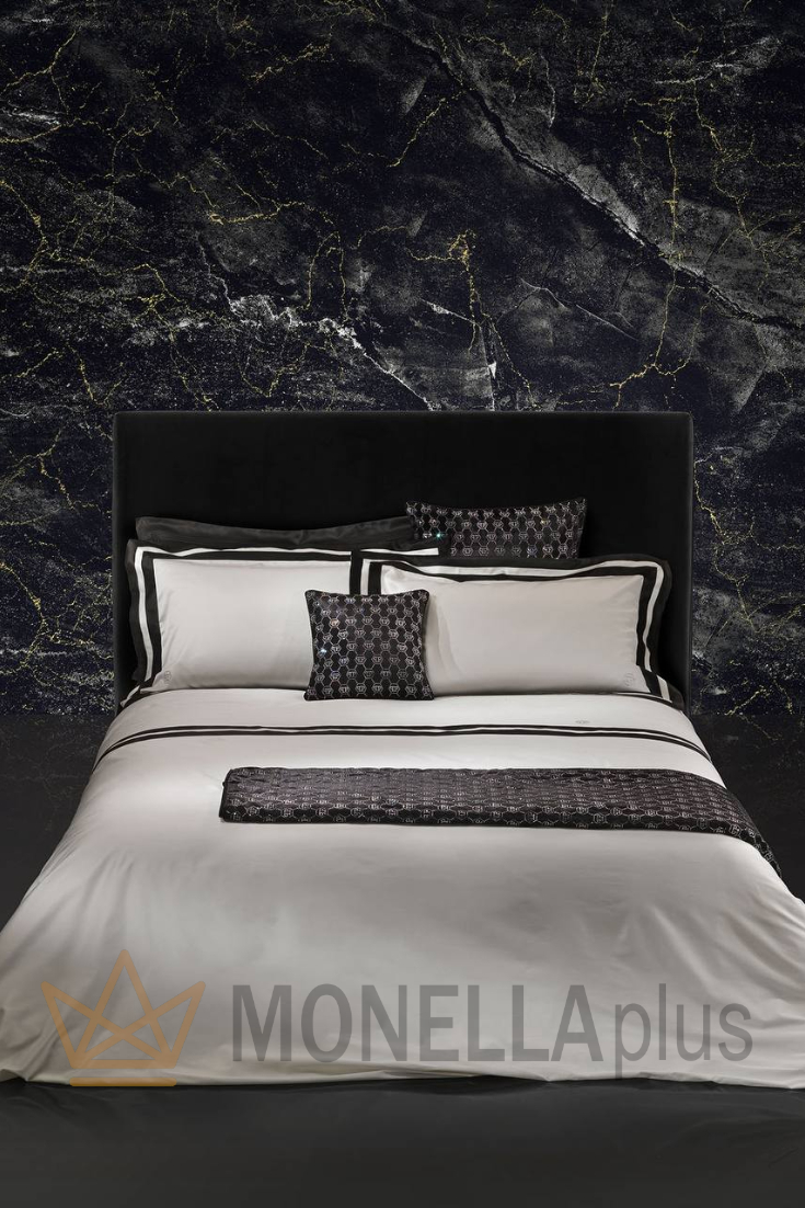 Σετ Κουβερλί DIAMOND ΔΙΠΛΟ ΕΚΡΟΥ/ΜΑΥΡΟ STRASS Philipp Plein