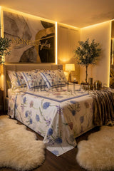 Copriletto Blue-carre'fleur Mirabello