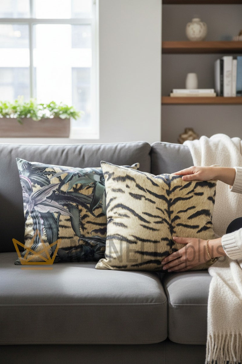 Almofada decorativa FLOWERS TIGRESSE 40x40 seda Roberto Cavalli