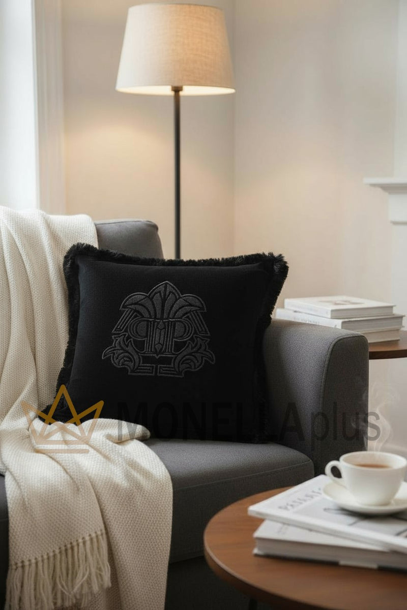 Polštář GOTHIC MONOGRAM Jednobarevný z sametu PHILIPP PLEIN