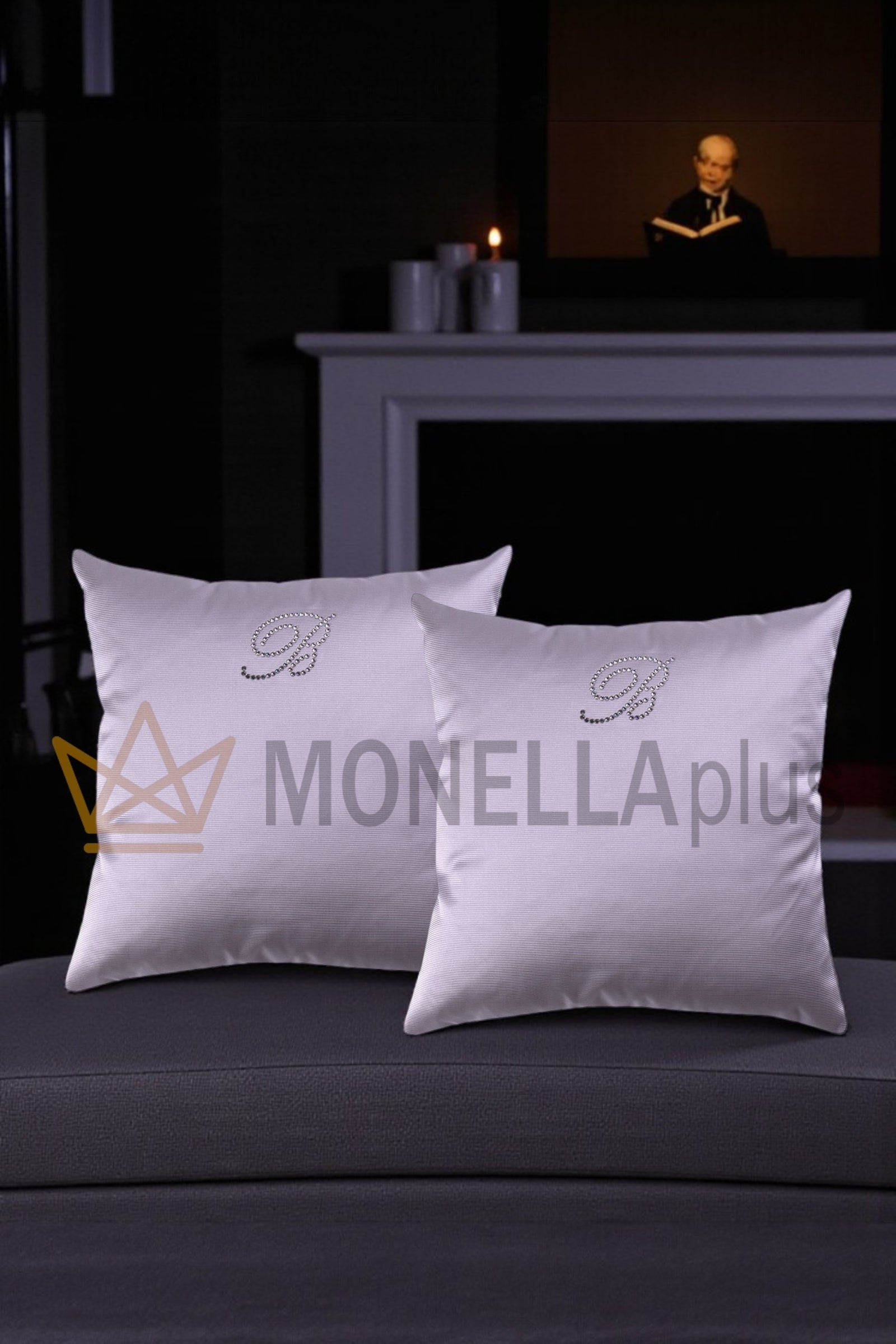 Housses De Coussins Blumarine Luxe – Satin Et Perles, 45x45 Cm, Plusieurs Couleurs