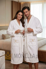 رداء حمام بياقة شال ذهبية جديدة