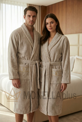 رداء حمام بياقة شال ذهبية جديدة