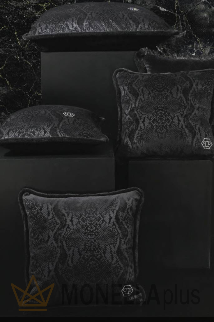 Almofada decorativa Python lisa em veludo COM LOGO CRYSTAL philipp plein