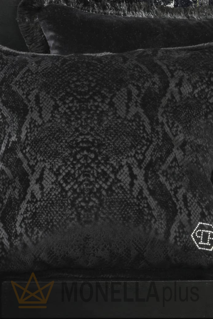 Almofada decorativa Python lisa em veludo COM LOGO CRYSTAL philipp plein