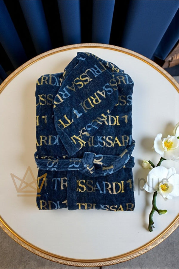 Szlafrok z kołnierzem szalowym Turquoise coast Trussardi