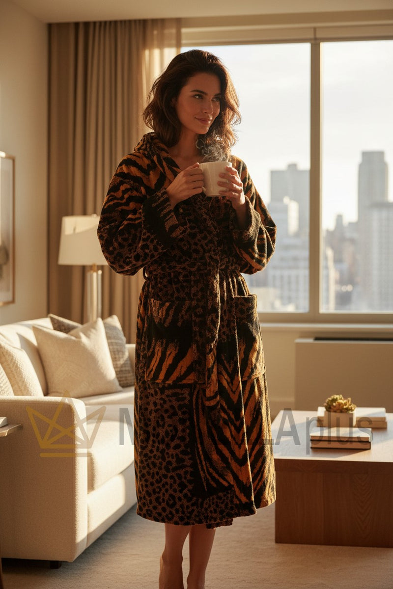 Accappatoio African Zebra Cappuccio Roberto Cavalli