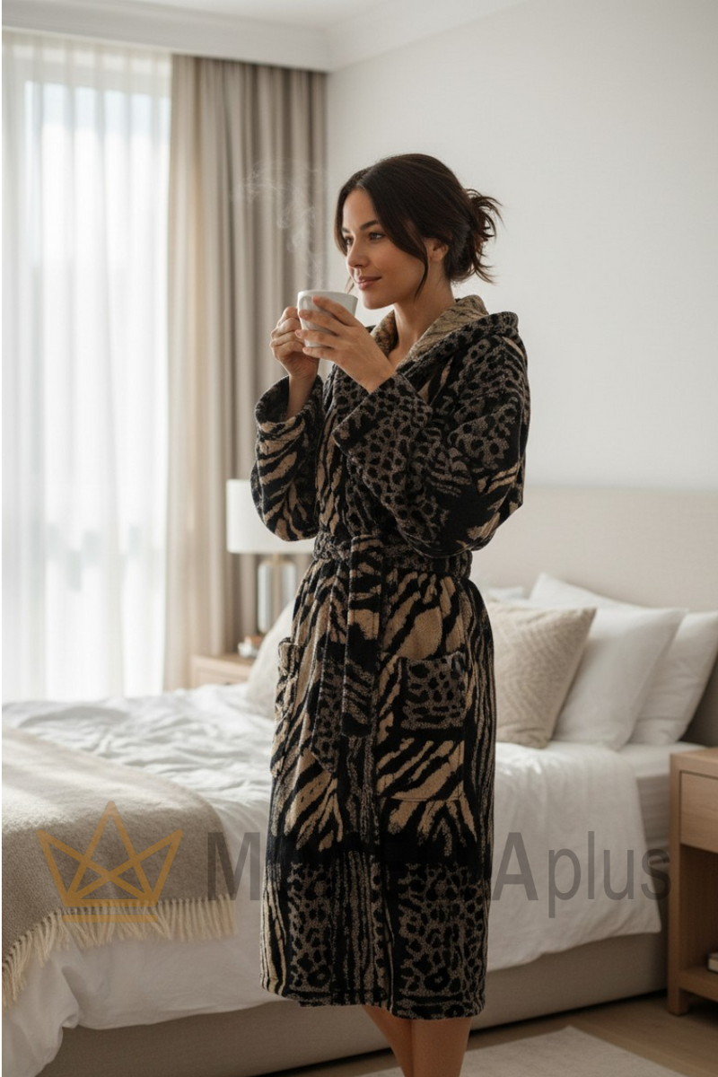 Accappatoio African Zebra Cappuccio Roberto Cavalli