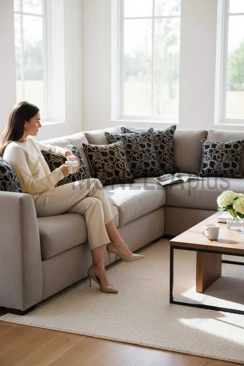 Polštář Chains jednobarevný z atlasového žakáru PHILIPP PLEIN