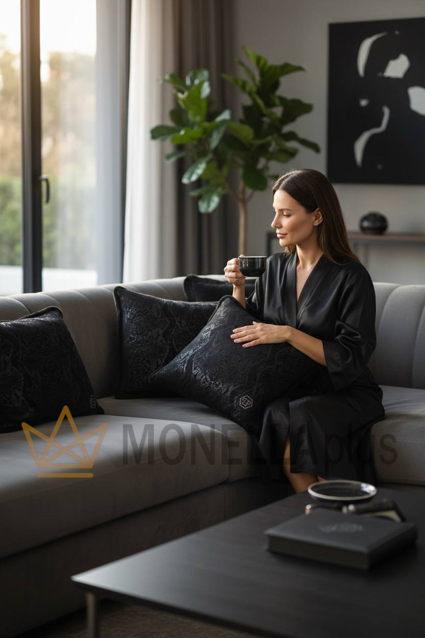 Poduszka dekoracyjna Python jednokolorowa z aksamitu philipp plein