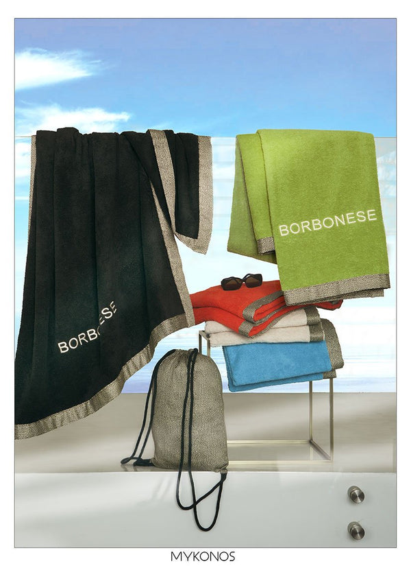 Strandhåndkle med bag Mykonos Borbonese 298209