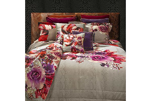 Jogo de roupa de cama com capa de edredon Bouquet Pyton Roberto Cavalli 42091
